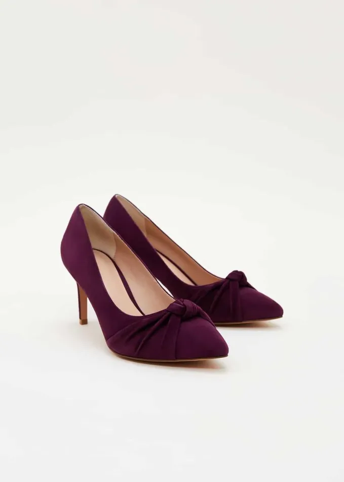 Phase Eight Knot Front Suede Court Shoe Plum Women Occasion Shoes