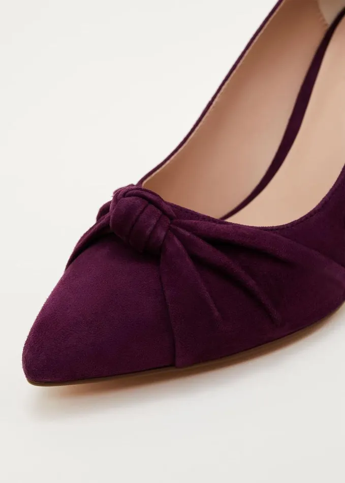 Phase Eight Knot Front Suede Court Shoe Plum Women Occasion Shoes