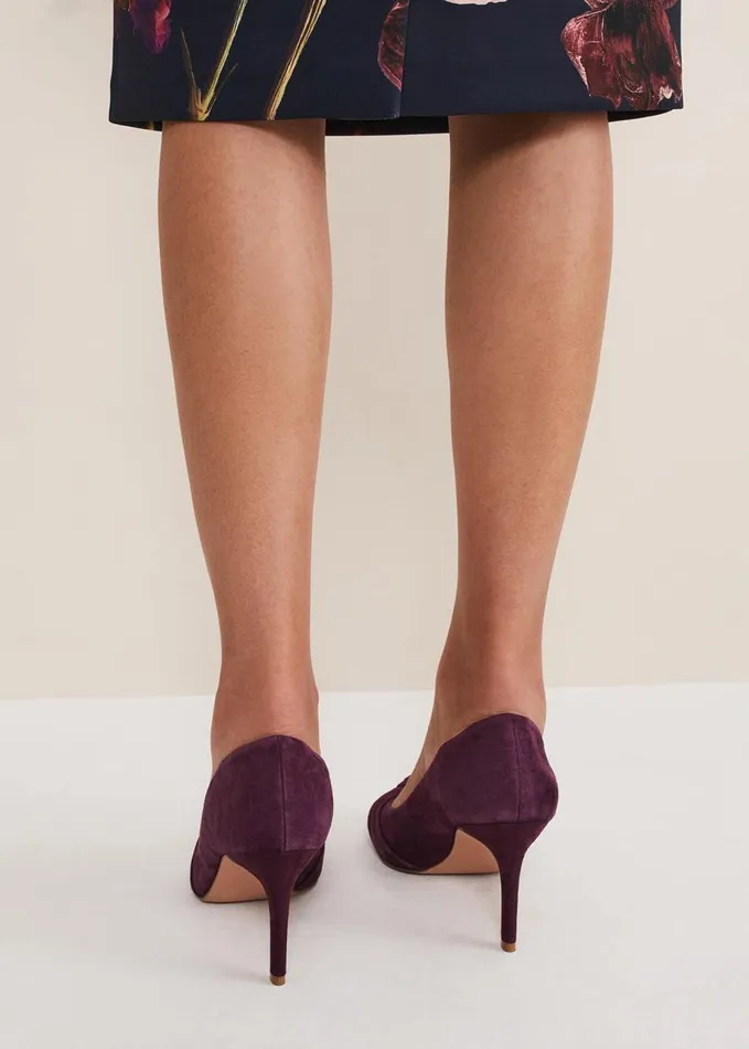 Phase Eight Knot Front Suede Court Shoe Plum Women Occasion Shoes