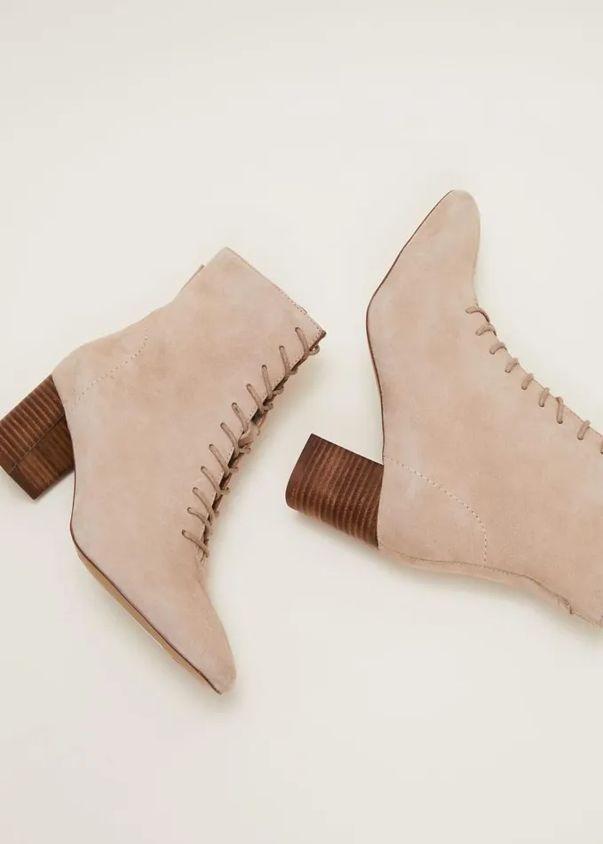 Phase Eight Lace Up Ankle Boot Winter White Women Heels
