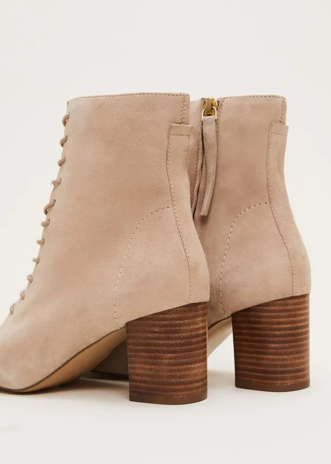 Phase Eight Lace Up Ankle Boot Winter White Women Heels