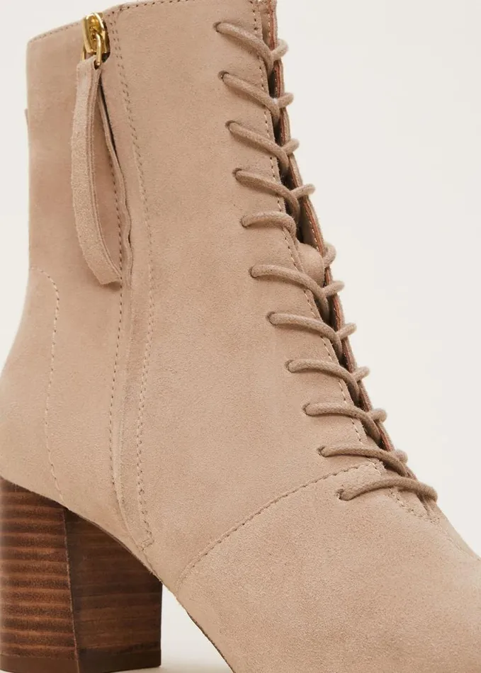 Phase Eight Lace Up Ankle Boot Winter White Women Heels