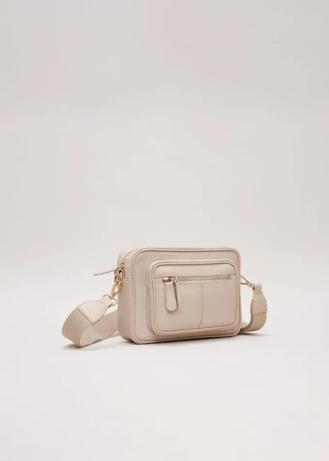 Phase Eight Leather Cross Body Bag Stone Women Bags and Clutches