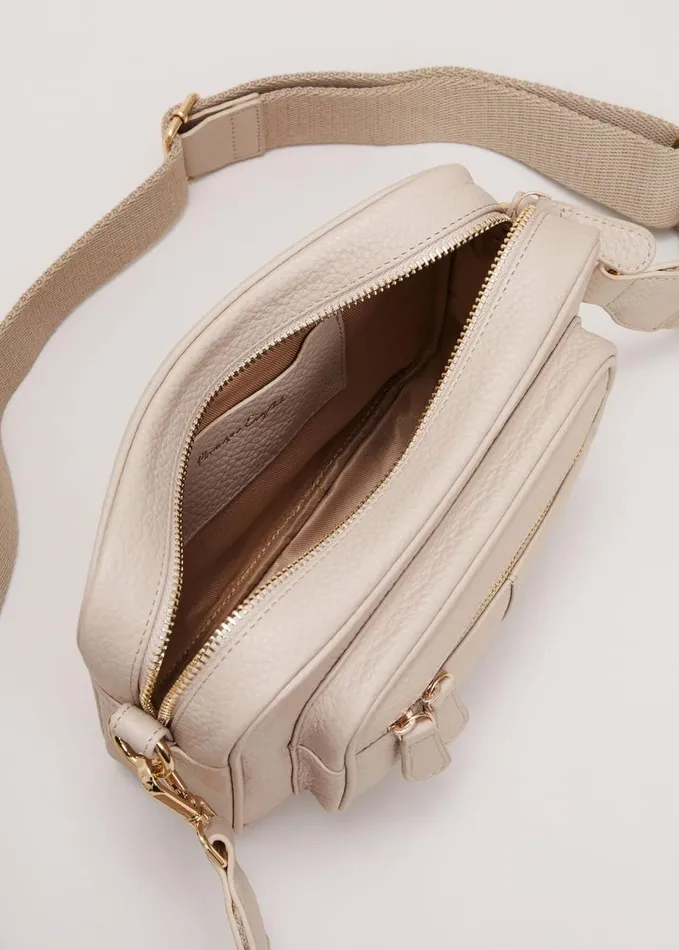 Phase Eight Leather Cross Body Bag Stone Women Bags and Clutches