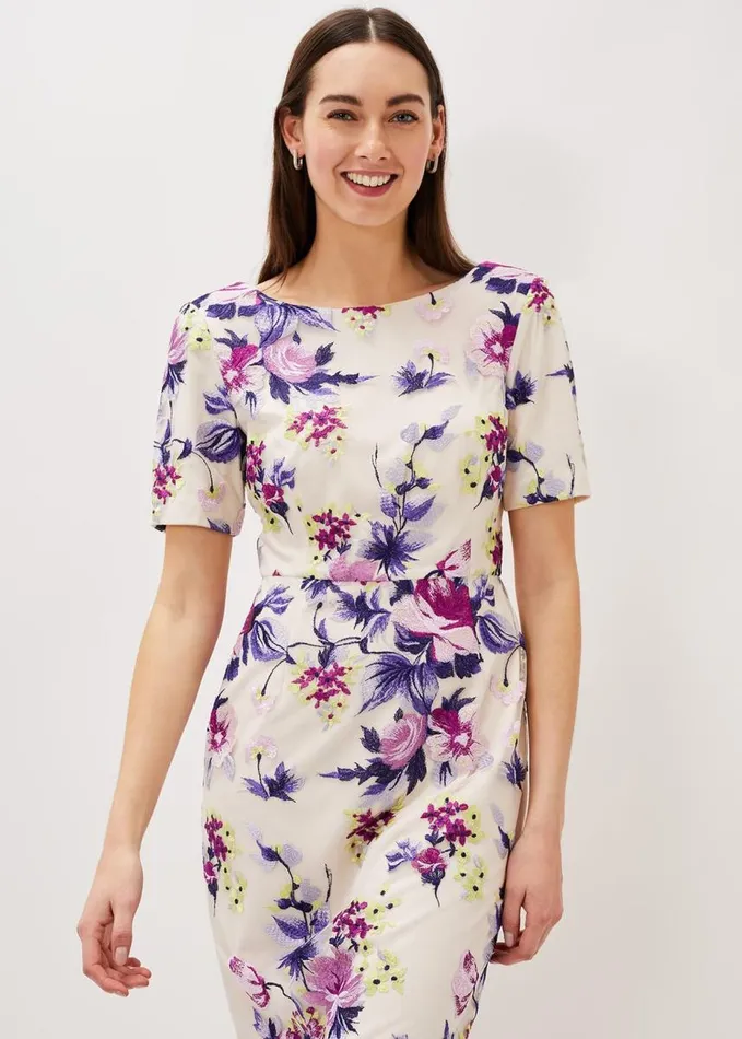Phase Eight Lenora Embroidered Dress Multicoloured Women Dresses
