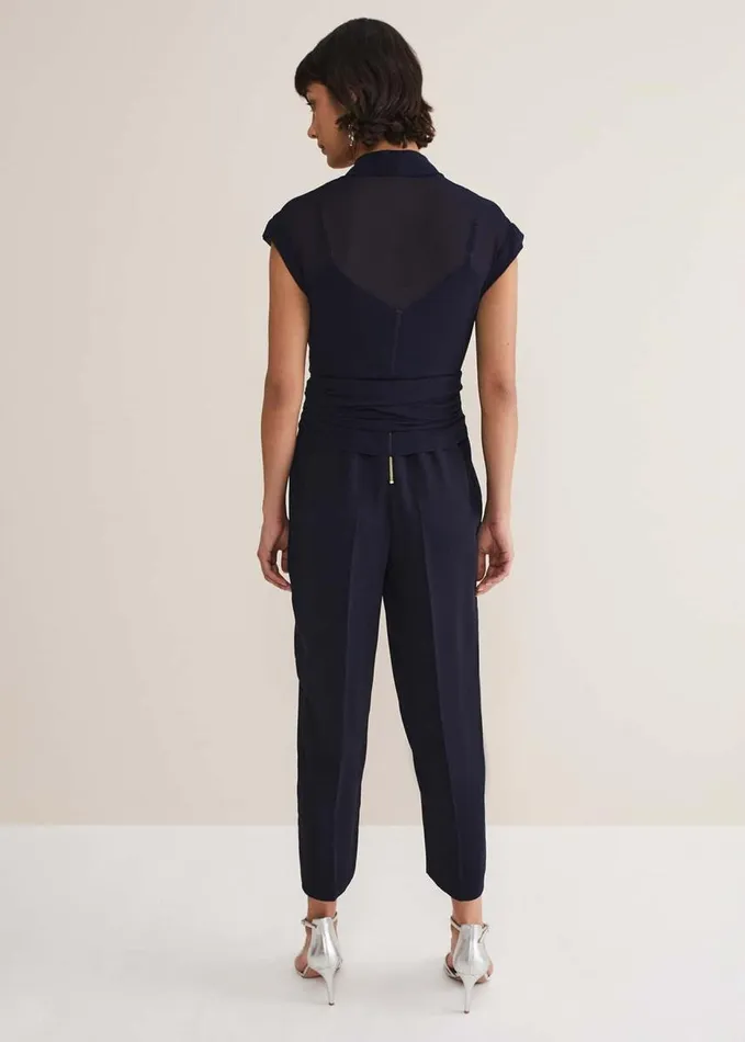 Phase Eight Leonora Chiffon Overlay Jumpsuit Navy Women Dresses