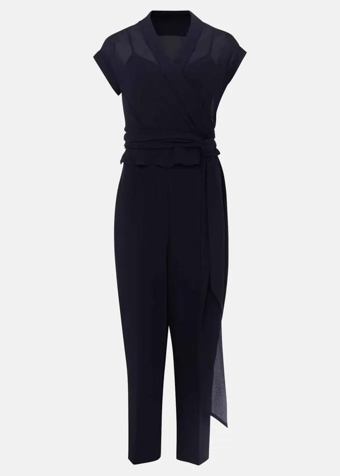 Phase Eight Leonora Chiffon Overlay Jumpsuit Navy Women Dresses