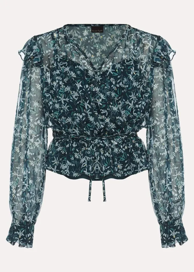 Phase Eight Lola Floral Blouse Petrol Women Shirts and Blouses