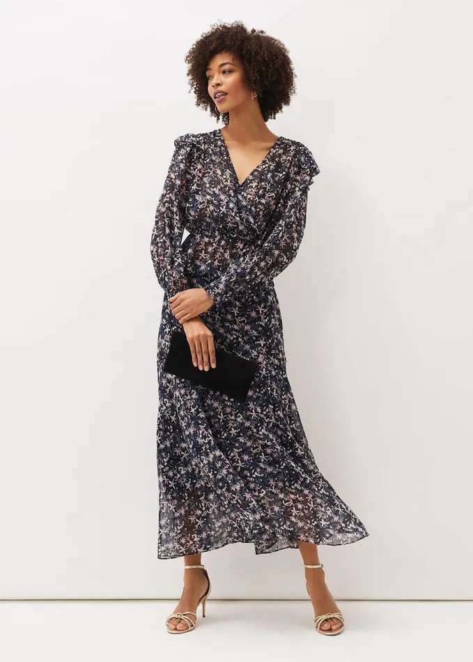 Phase Eight Lola Floral CoOrd Maxi Skirt Navypink Women Skirts