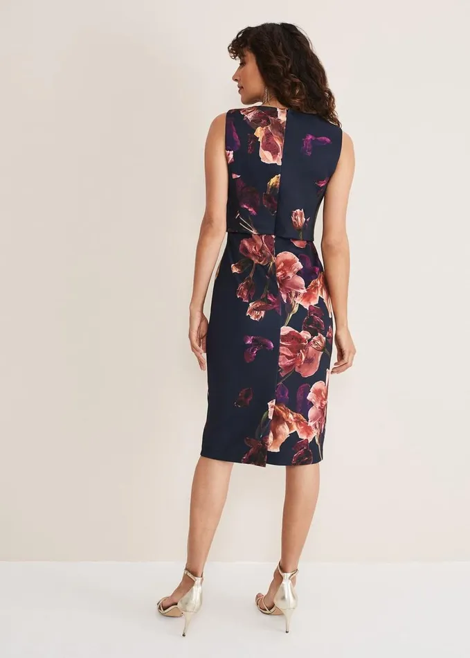 Phase Eight Lorna Double Layer Scuba Dress Navymulti Women Dresses