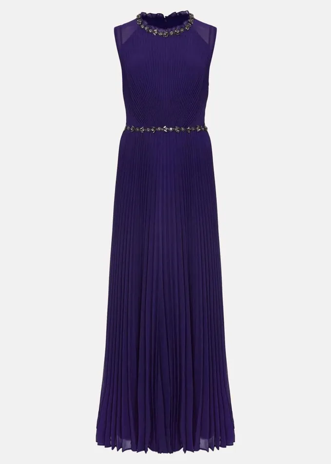 Phase Eight Louisa Pleat Beaded Maxi Dress Violet Women Dresses