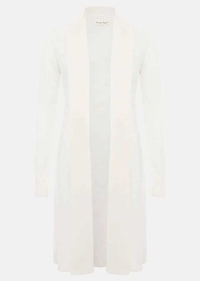 Phase Eight Louise Linen Longline Cardigan Ivory Women Knitwear