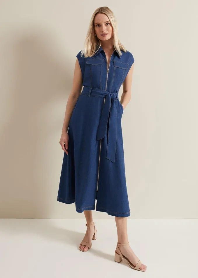 Phase Eight Luiza Denim Midi Dress Denim Women Dresses