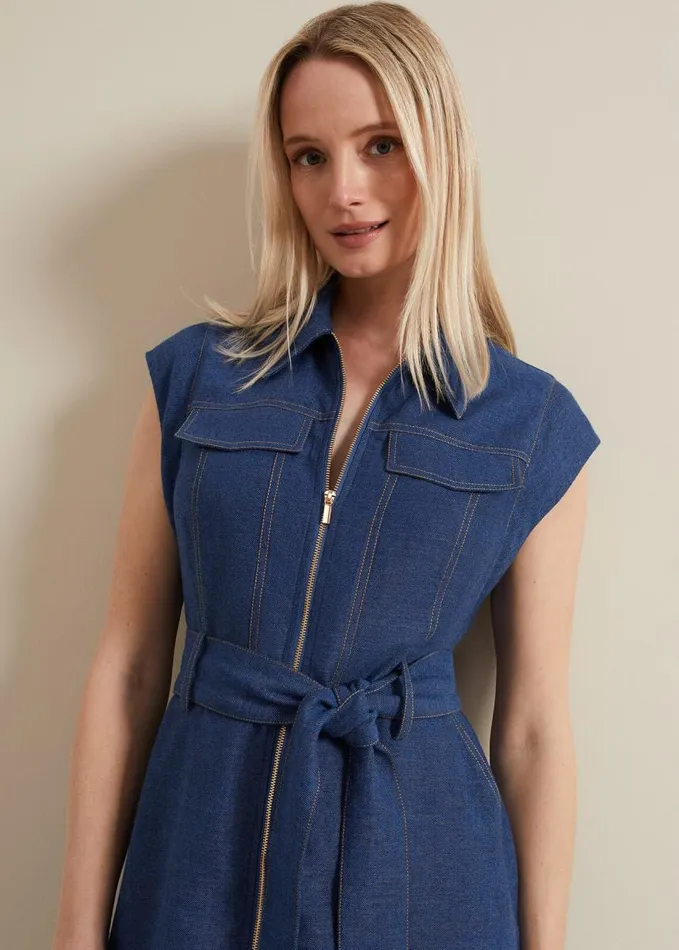 Phase Eight Luiza Denim Midi Dress Denim Women Dresses