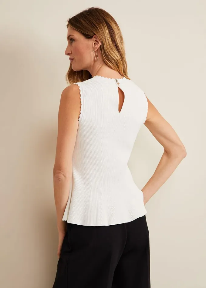 Phase Eight Maddie Pelum Compact Tank Ivory Women Knitwear