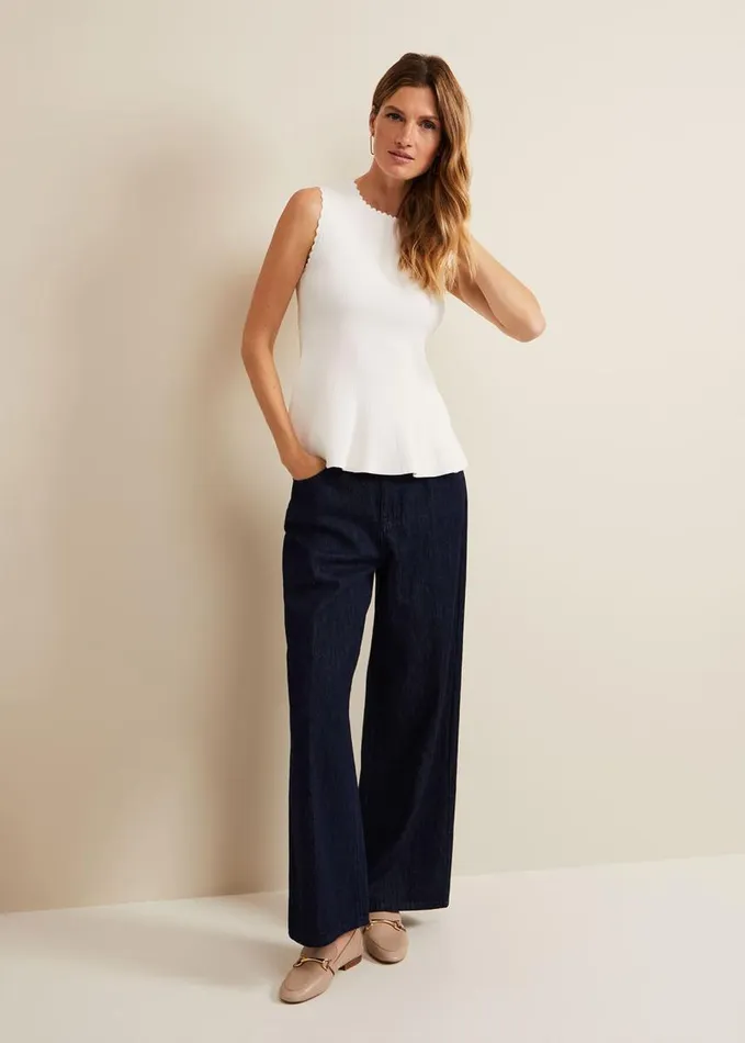 Phase Eight Maddie Pelum Compact Tank Ivory Women Knitwear