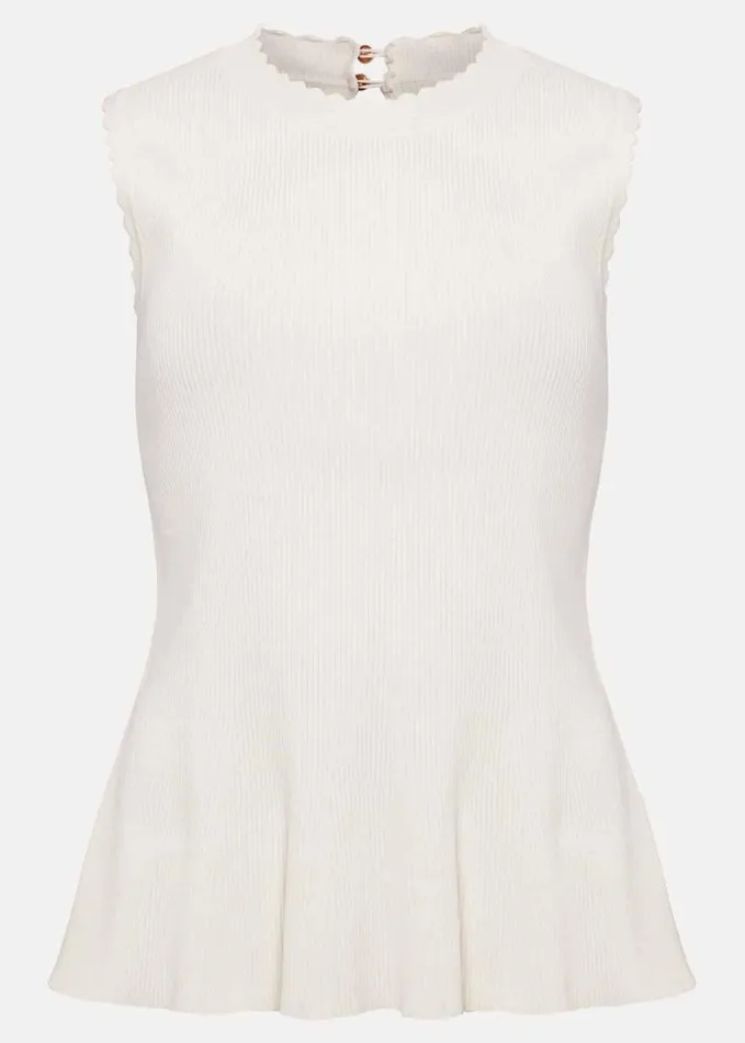 Phase Eight Maddie Pelum Compact Tank Ivory Women Knitwear