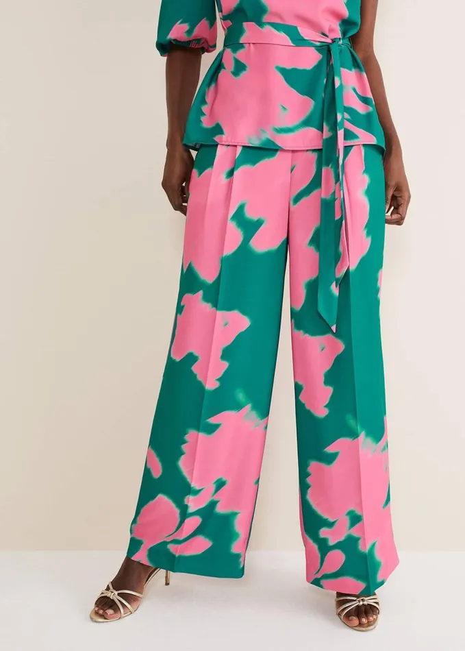 Phase Eight Madison Abstract Trousers CoOrd Greenpink Women Trousers