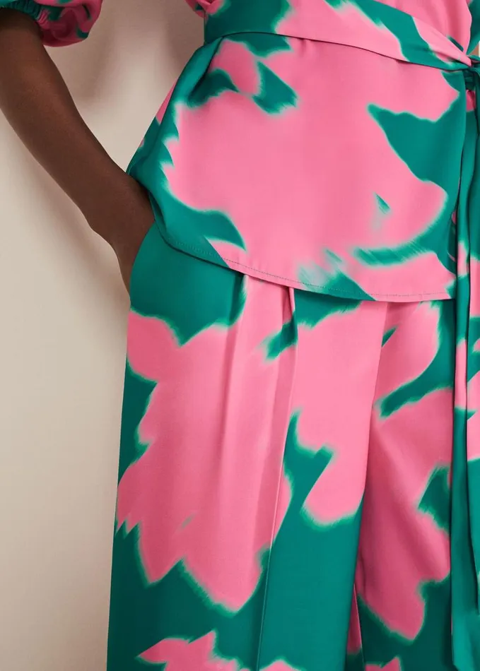 Phase Eight Madison Abstract Trousers CoOrd Greenpink Women Trousers