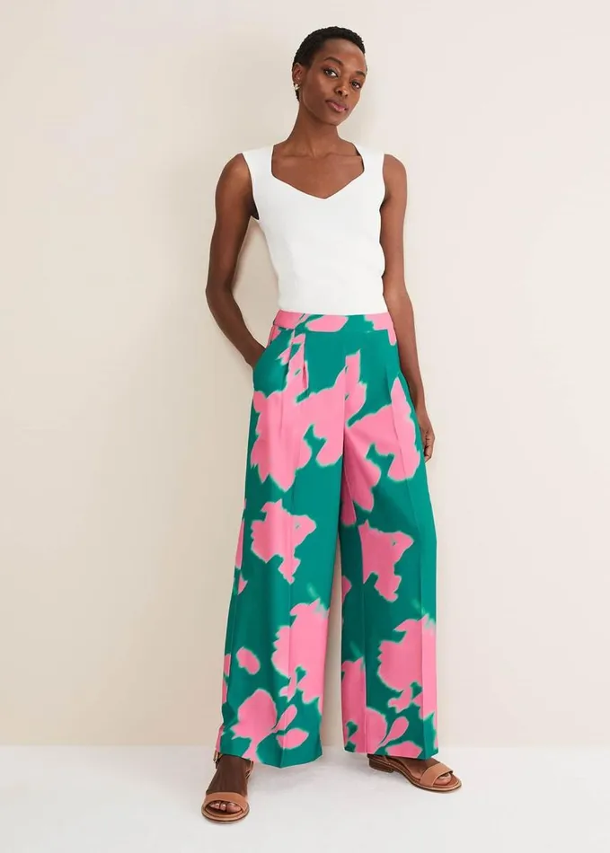 Phase Eight Madison Abstract Trousers CoOrd Greenpink Women Trousers