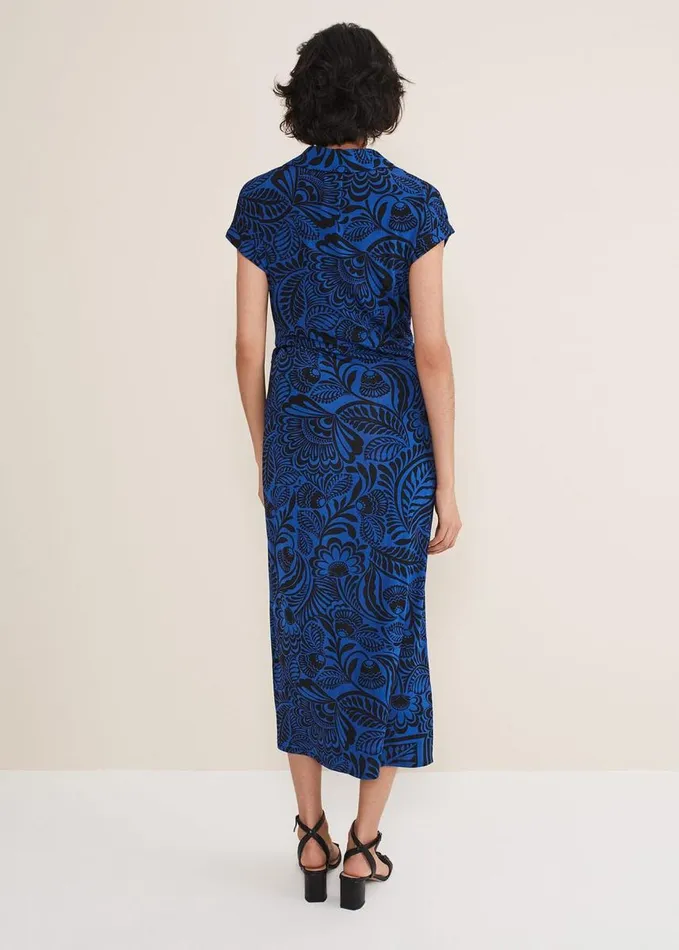 Phase Eight Mara Abstract Print Wrap Dress Blueblack Women Dresses