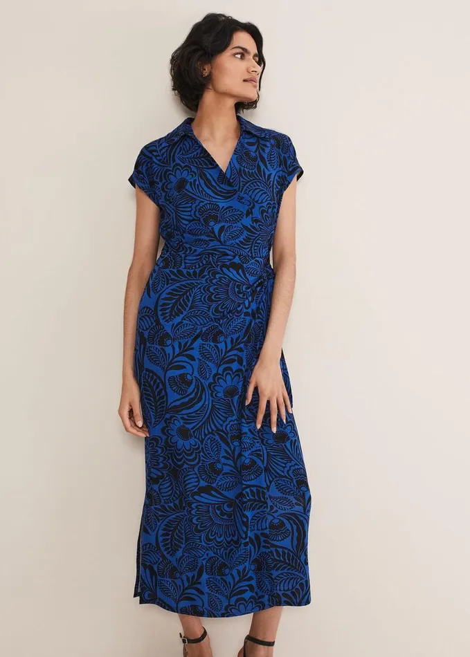 Phase Eight Mara Abstract Print Wrap Dress Blueblack Women Dresses