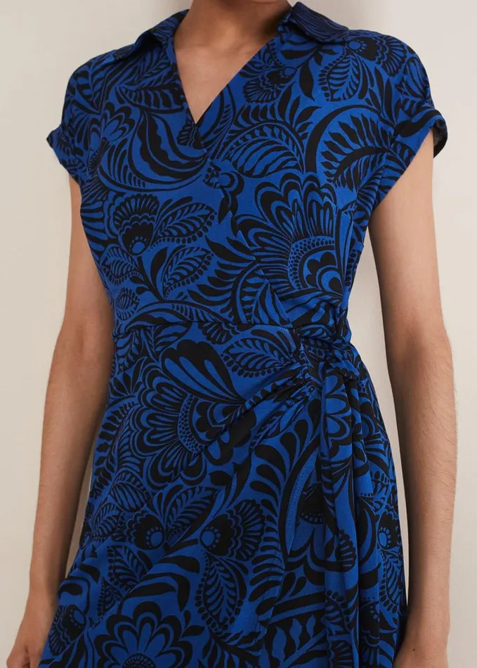 Phase Eight Mara Abstract Print Wrap Dress Blueblack Women Dresses