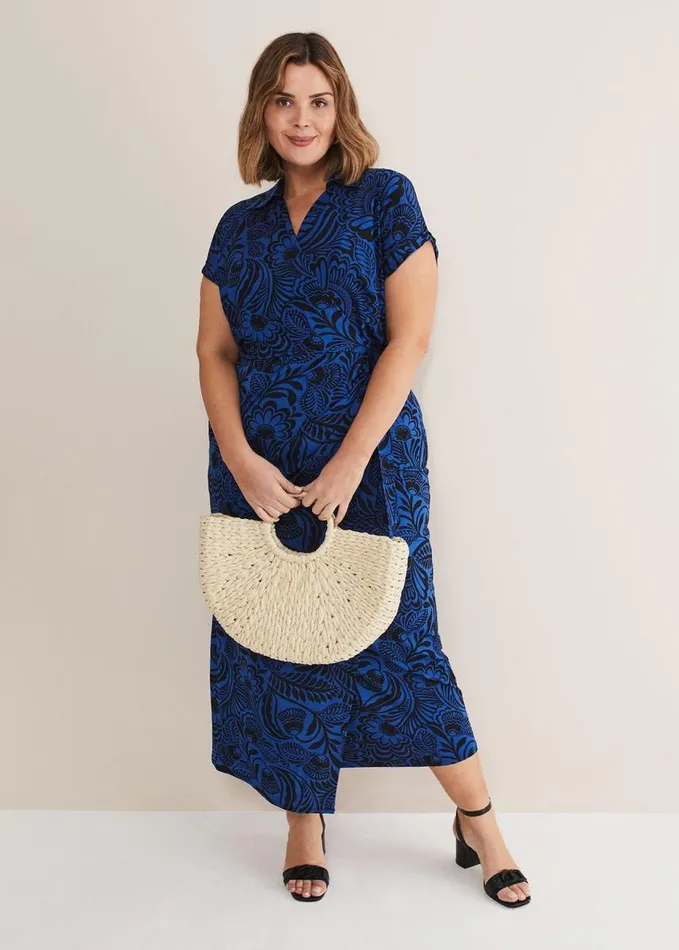 Phase Eight Mara Abstract Print Wrap Dress Blueblack Women Dresses