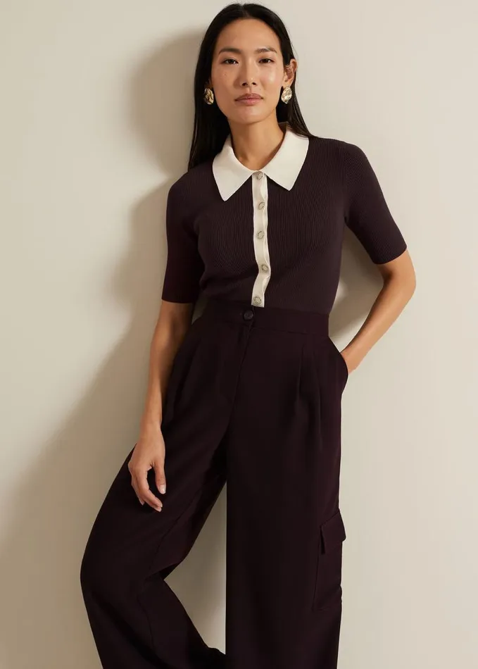 Phase Eight Marissa Cargo Trouser Burgundy Women Trousers