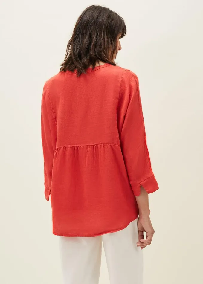 Phase Eight Maryema Linen Blouse Coral Women Shirts and Blouses