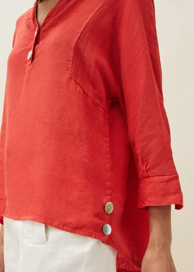 Phase Eight Maryema Linen Blouse Coral Women Shirts and Blouses