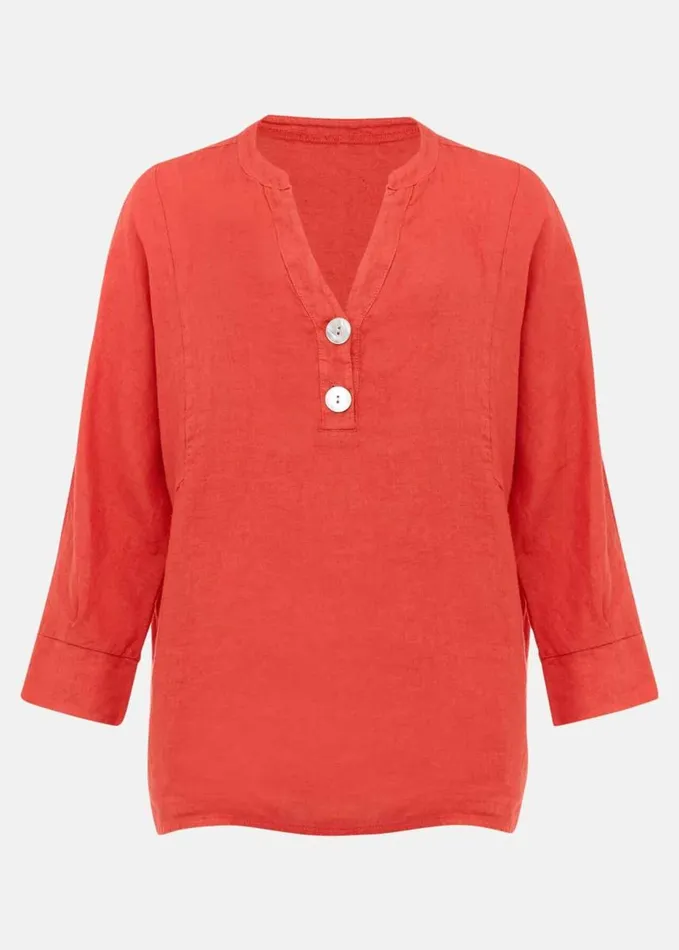 Phase Eight Maryema Linen Blouse Coral Women Shirts and Blouses
