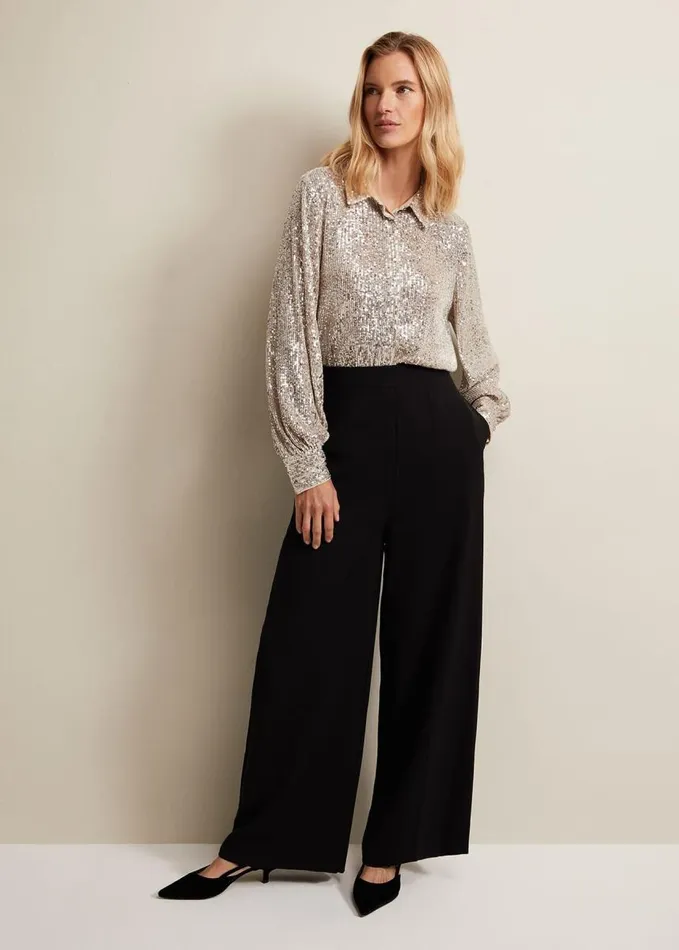 Phase Eight Medora Sequin Shirt Oyster Women Shirts and Blouses