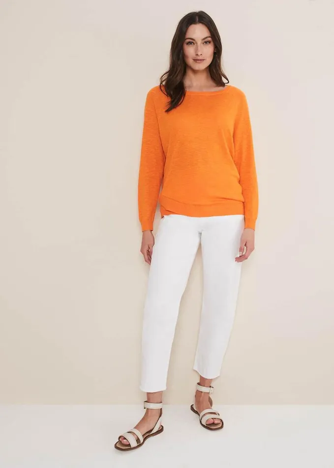 Phase Eight Melina Wrap Hem Knit Orange Women Knitwear