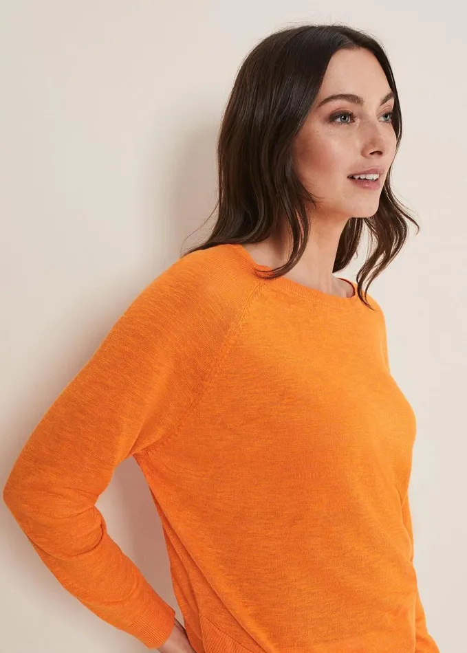 Phase Eight Melina Wrap Hem Knit Orange Women Knitwear