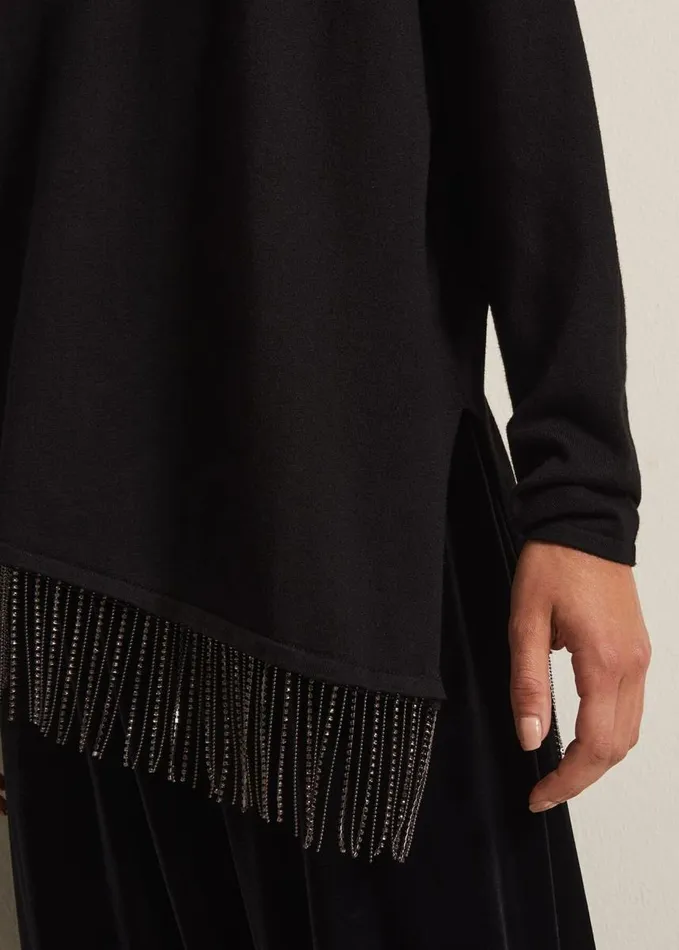 Phase Eight Mellia Fine Knit Diamante Top Black Women Knitwear