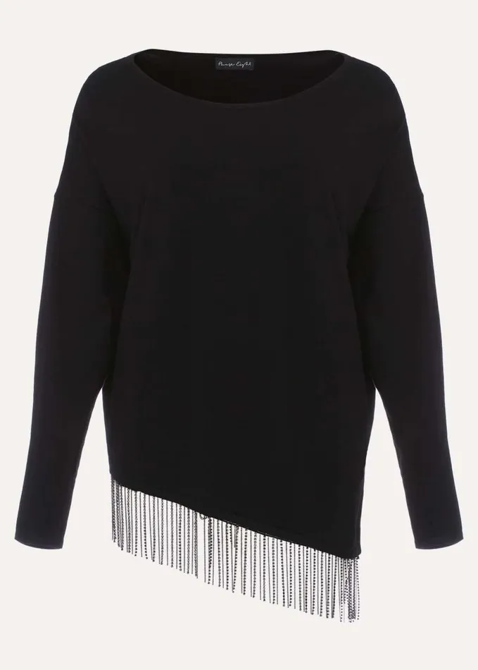 Phase Eight Mellia Fine Knit Diamante Top Black Women Knitwear