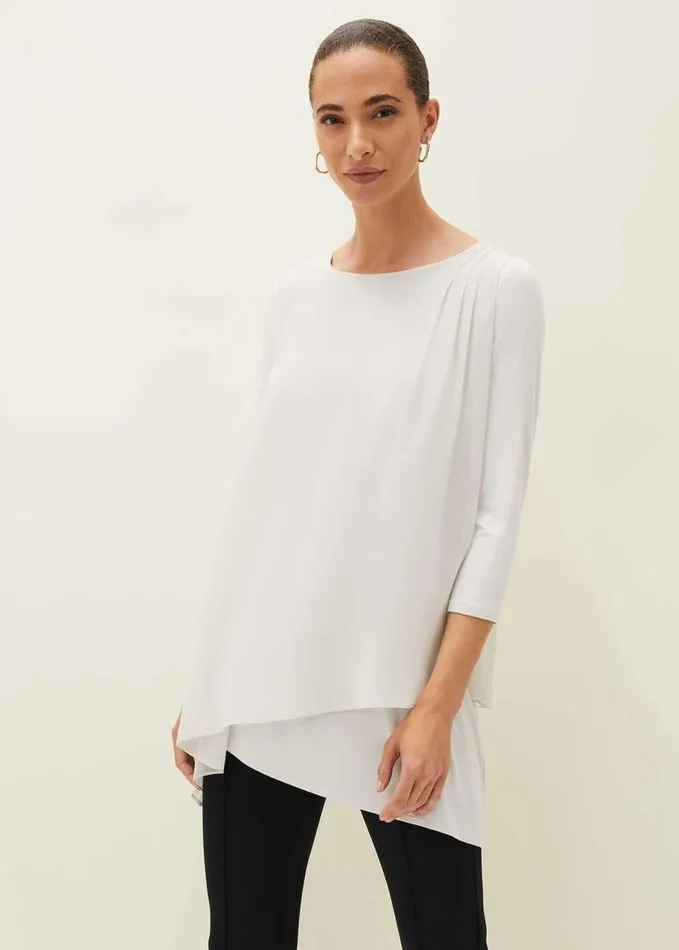 Phase Eight Mika Longline Top Silver Women Tops and TShirts