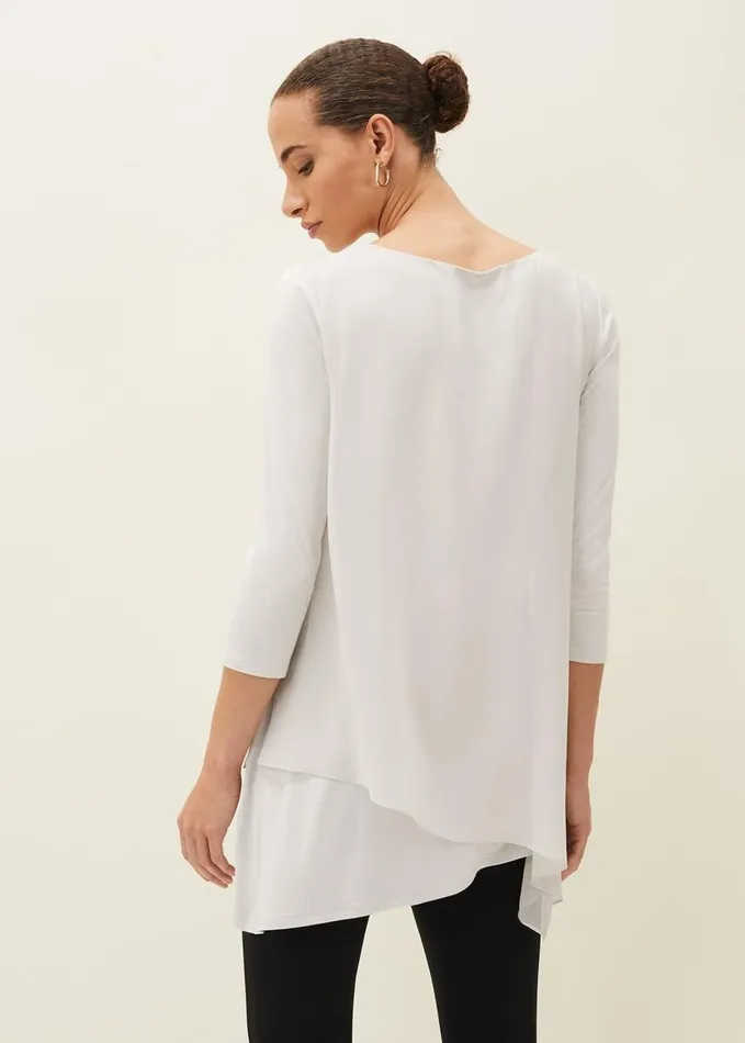 Phase Eight Mika Longline Top Silver Women Tops and TShirts
