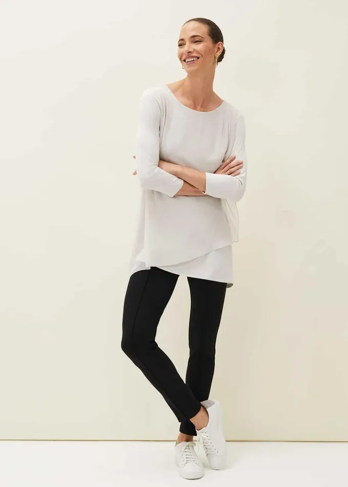 Phase Eight Mika Longline Top Silver Women Tops and TShirts