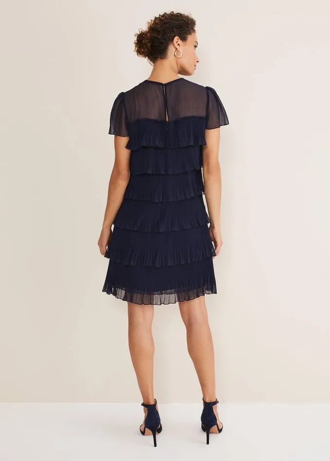 Phase Eight Mimi Pleated Mini Dress Navy Women Dresses