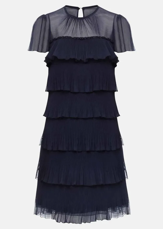 Phase Eight Mimi Pleated Mini Dress Navy Women Dresses