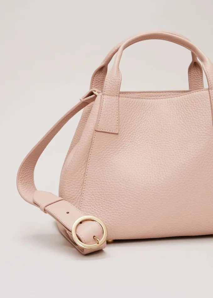 Phase Eight Mini Leather Tote Bag Pale Pink Women Bags and Clutches