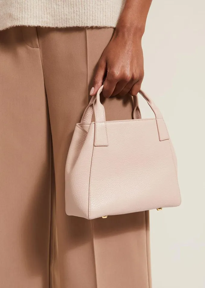 Phase Eight Mini Leather Tote Bag Pale Pink Women Bags and Clutches
