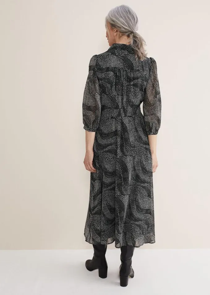 Phase Eight Miriam Chiffon Shirt Midi Dress Blackivory Women Dresses