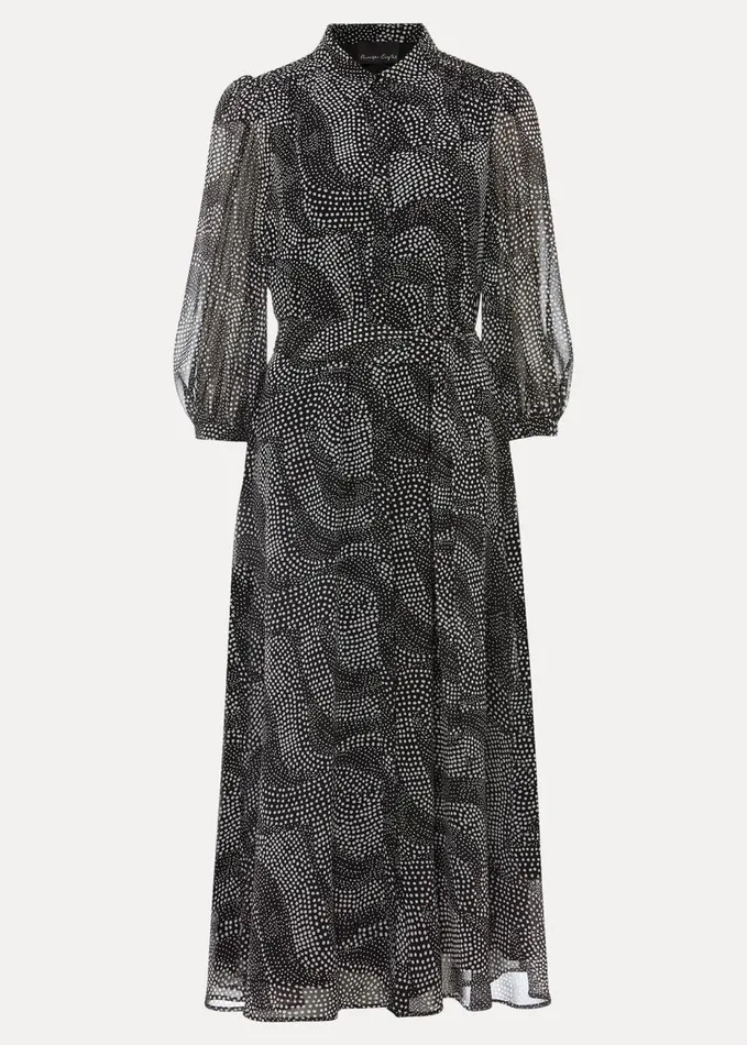 Phase Eight Miriam Chiffon Shirt Midi Dress Blackivory Women Dresses