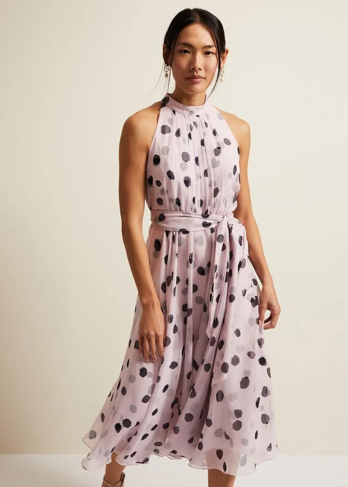 Phase Eight Naomi Spot Chiffon Dress Multicoloured Women Dresses