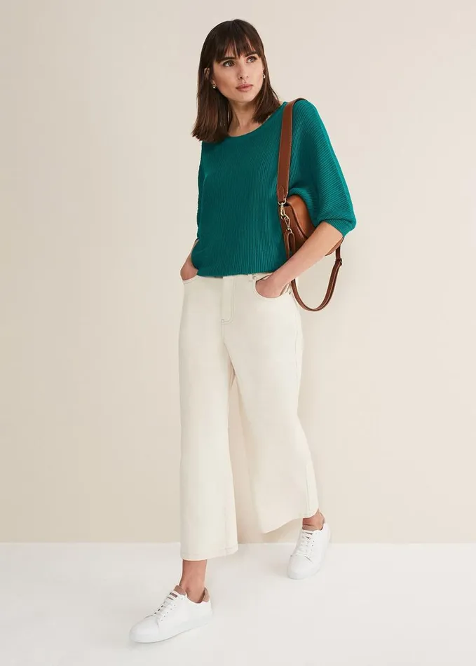 Phase Eight Naya Textured Corded Knit Teal Women Knitwear
