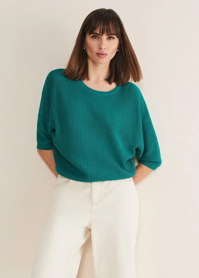 Phase Eight Naya Textured Corded Knit Teal Women Knitwear