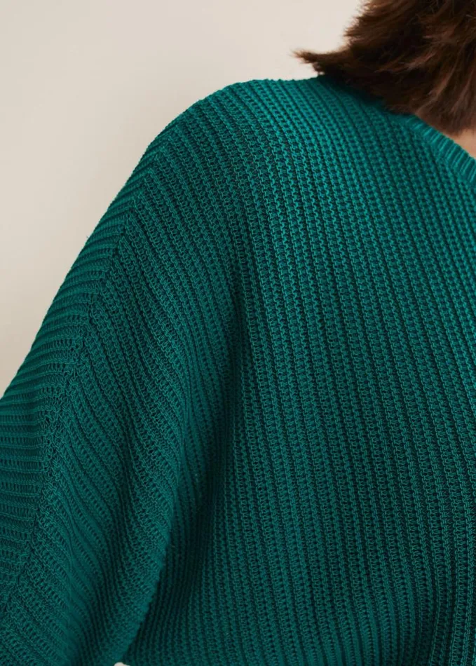 Phase Eight Naya Textured Corded Knit Teal Women Knitwear
